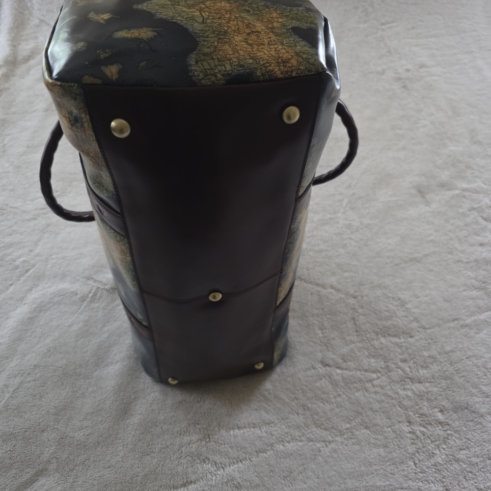 Patricia Nash Blue and Brown Map Duffel Bag - Picture 3 of 5